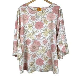 NWT Ruby Rd. Blouse Floral Print Le Jardin Size 1X Flowy Lightweight
